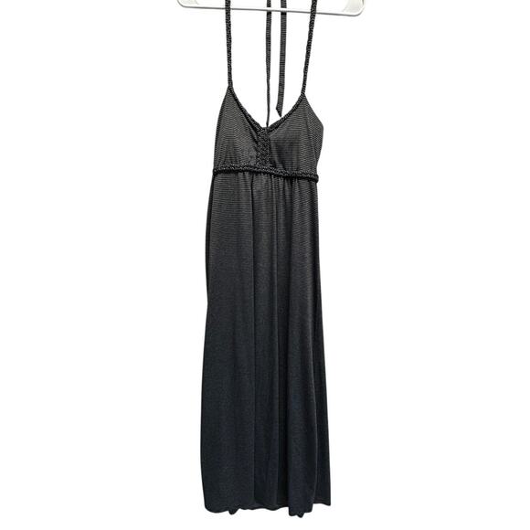 Soybu Women Halter Top Maxi Dres Black Grey Stripes Resort Cruise Beach - Picture 1 of 12